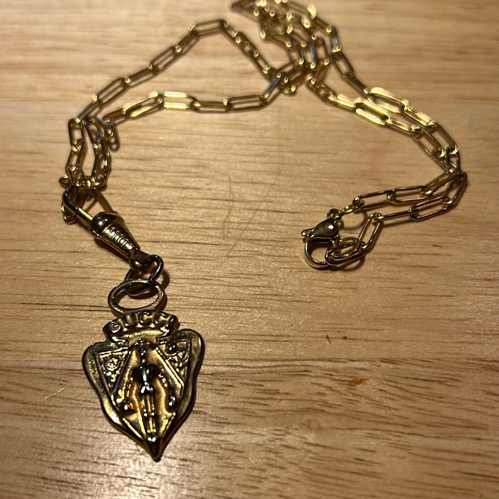 Authentic GUCCI  Zipperpull on 18” Unbranded Paperclip chain